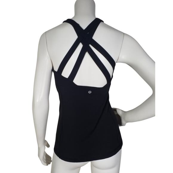Lululemon Womens Size 6 Strappy Back Tank Top Form Fitting Built In Bra - Picture 4 of 6